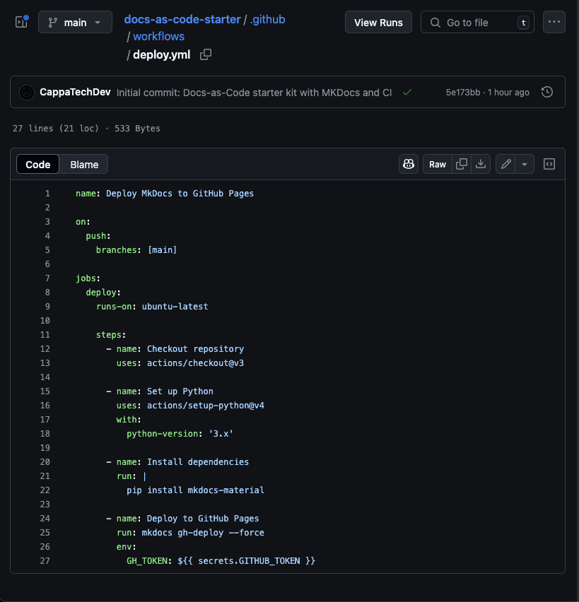 GitHub Workflow YAML
